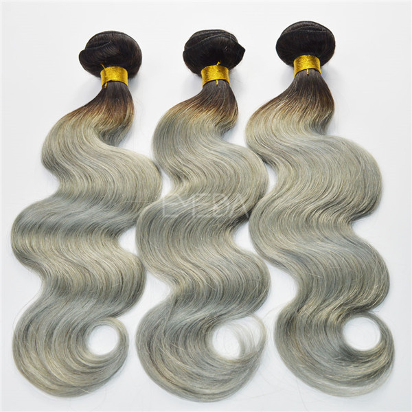 Silver 2T 3T ombre braiding hair human,raw ombre bundles hair weaves,virgin blonde silver gray hair extension HN247